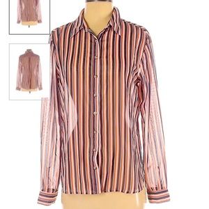 Wild fable striped sheer polyester button down